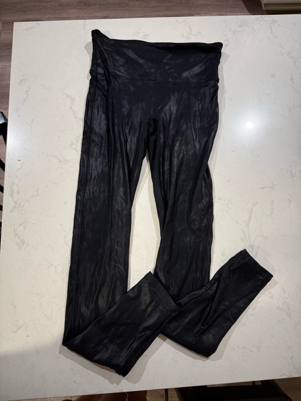 Viral SPANX Black Faux-Leather Jumpsuit Leggings